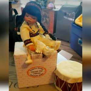Porcelain Emerald Doll Collection Exhausted Drummer Doll Native American Porcela